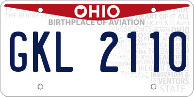 OH license plate GKL2110