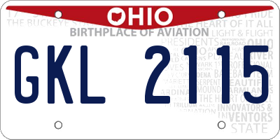 OH license plate GKL2115