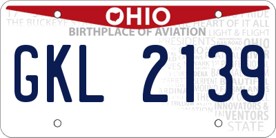 OH license plate GKL2139