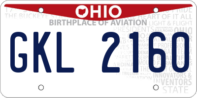 OH license plate GKL2160