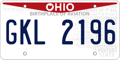 OH license plate GKL2196