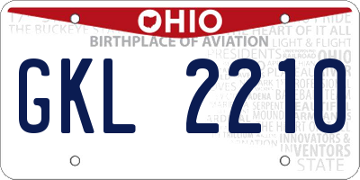 OH license plate GKL2210