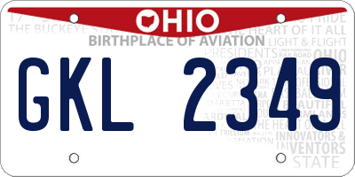 OH license plate GKL2349