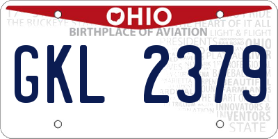 OH license plate GKL2379