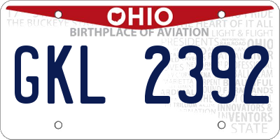 OH license plate GKL2392