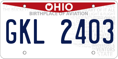 OH license plate GKL2403