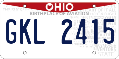 OH license plate GKL2415