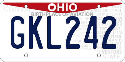 OH license plate GKL242