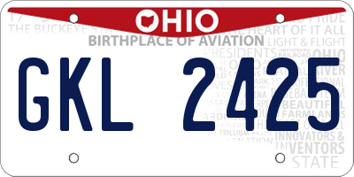 OH license plate GKL2425