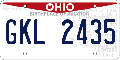 OH license plate GKL2435