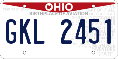 OH license plate GKL2451