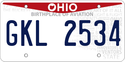 OH license plate GKL2534