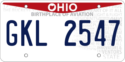 OH license plate GKL2547