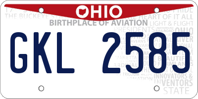 OH license plate GKL2585
