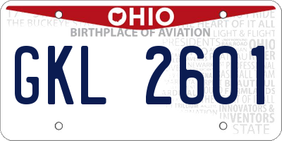 OH license plate GKL2601