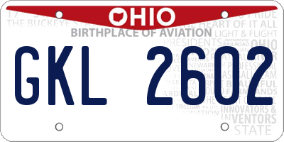 OH license plate GKL2602