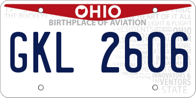 OH license plate GKL2606