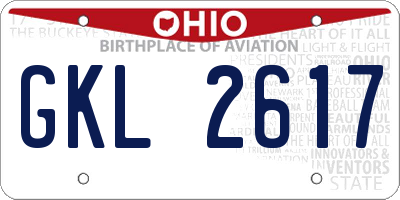 OH license plate GKL2617
