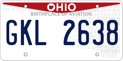 OH license plate GKL2638