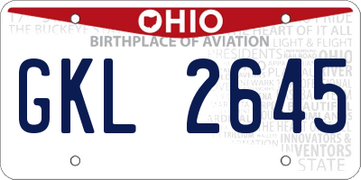 OH license plate GKL2645