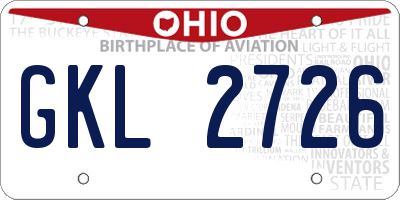 OH license plate GKL2726