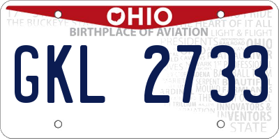OH license plate GKL2733
