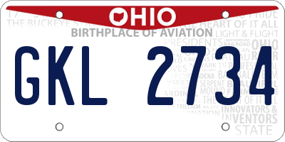 OH license plate GKL2734