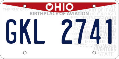 OH license plate GKL2741