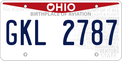 OH license plate GKL2787