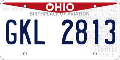 OH license plate GKL2813