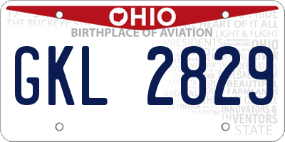 OH license plate GKL2829