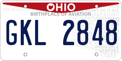 OH license plate GKL2848