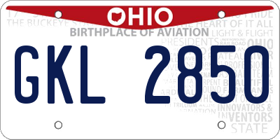 OH license plate GKL2850