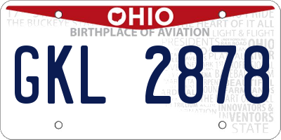 OH license plate GKL2878