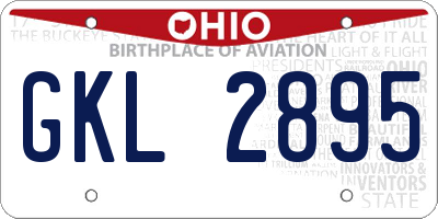 OH license plate GKL2895