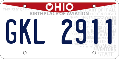 OH license plate GKL2911