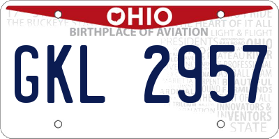 OH license plate GKL2957