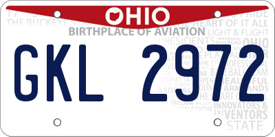 OH license plate GKL2972