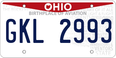 OH license plate GKL2993