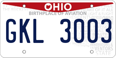 OH license plate GKL3003