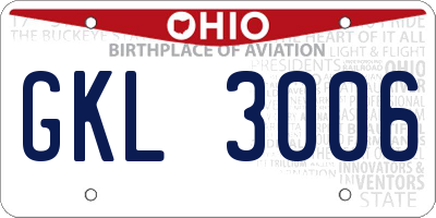 OH license plate GKL3006