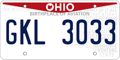 OH license plate GKL3033