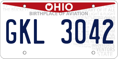 OH license plate GKL3042