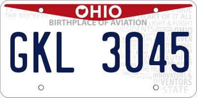 OH license plate GKL3045