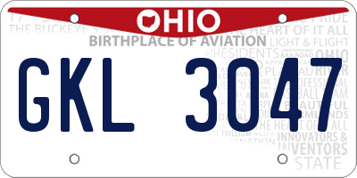 OH license plate GKL3047