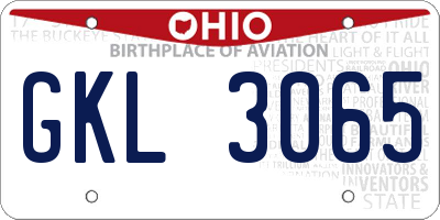 OH license plate GKL3065