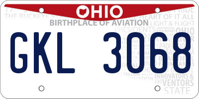 OH license plate GKL3068