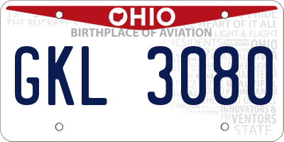 OH license plate GKL3080
