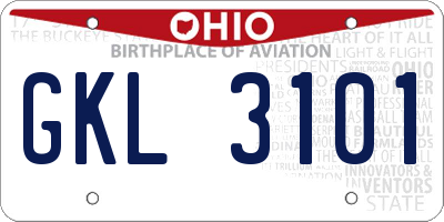 OH license plate GKL3101