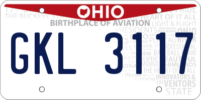 OH license plate GKL3117